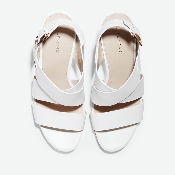BNWT Cole Haan Penelope White Leather Wedge Sandal - Picture 3 of 5